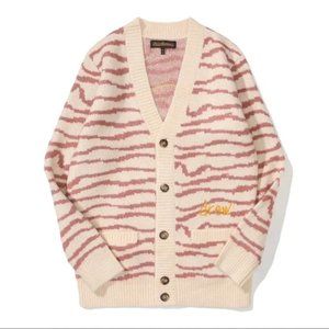 NWT Drew House Sketch Mascot Squiggle Cardigan, Ivory/Mauve - Size L
